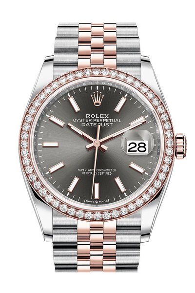 Rolex Datejust 36 Dark Rhodium Dial Mens Steel and 18k Everose Gold Jubilee Watch 126281RSJ (arb6090)