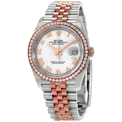 Rolex Datejust 36 White Dial Automatic Ladies Steel and 18k Everose Gold Jubilee Watch Model: 126281WRJ (arb6093)
