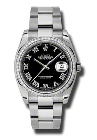 Rolex Oyster Perpetual Datejust 36 Black Dial Stainless Steel Bracelet Automatic Ladies Watch Model: 116244BKRO (black, arb3582)