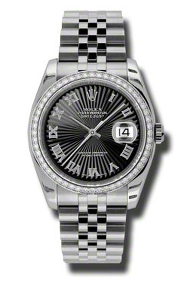 Rolex Oyster Perpetual Datejust 36 Black Dial Stainless Steel Jubilee Bracelet Automatic Ladies Watch Model 116244BKSBRJ (black, arb3583)