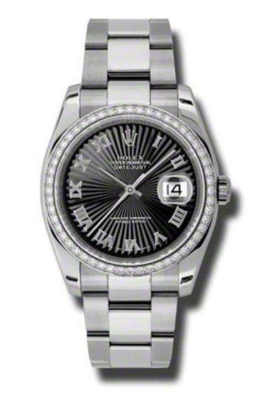 Rolex Oyster Perpetual Datejust 36 Black Dial Stainless Steel Bracelet Automatic Ladies Watch BKSBRO Ref. 116244BKSBRO (black, arb3584)