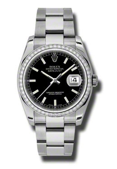 Rolex Oyster Perpetual Datejust 36 Black Dial Stainless Steel Bracelet Automatic Ladies Watch Model 116244BKSO (black, arb3586)