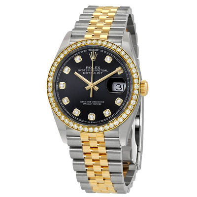 Rolex Datejust 36 Black Diamond Dial Mens Steel and Yellow Gold Jubilee Watch 126283BKDJ (black, arb6097)
