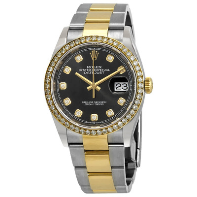 Rolex Datejust 36 Black Diamond Dial Mens Steel and Yellow Gold Ref.126283BKDO (black, arb6098)