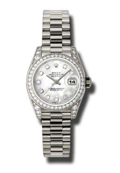 Lady Datejust 26 Mother Of Pearl Dial 18K White Gold Diamond Watch Ref 179159MDP Rolex (arb7564)