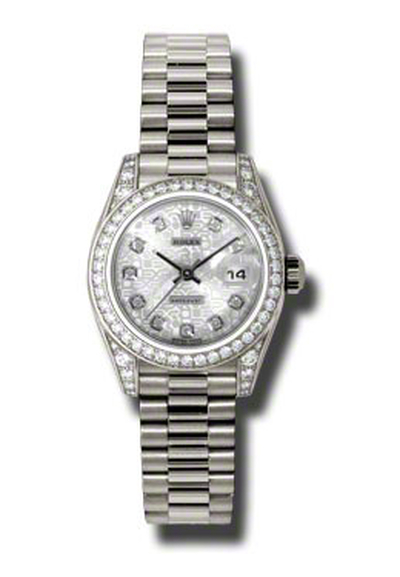 Rolex Lady-Datejust 26 Silver Dial White Gold Diamond Automatic Ladies Watch 179159SJDP (arb7570)