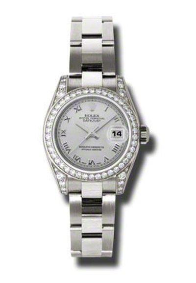Rolex Lady Datejust 26mm Silver Dial with White Gold Case and Diamond-Set Lugs, Model Ref. 179159SRO (arb7571)