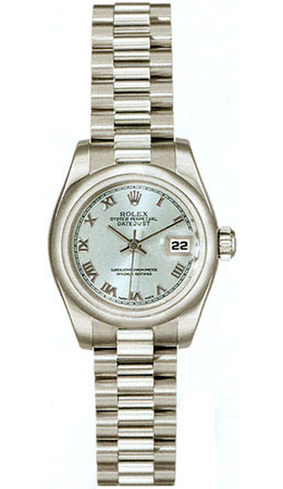 Rolex Lady-Datejust 26 Blue Dial Platinum President Automatic Ladies Watch Ref. 179166BLRP 179166-BLR (blue, arb7576)