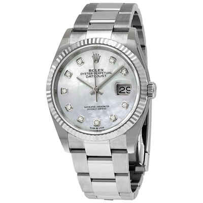 Rolex Datejust 36 White Mother of Pearl Diamond Dial Automatic Oyster Watch Reference: m126234-0020 (arb7514)