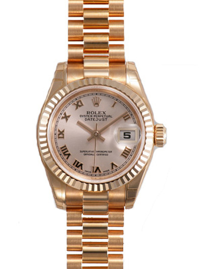 Rolex Lady Datejust 26 Champagne Dial Rose Gold President Watch for Ladies 179175CRP (beige, arb7581)