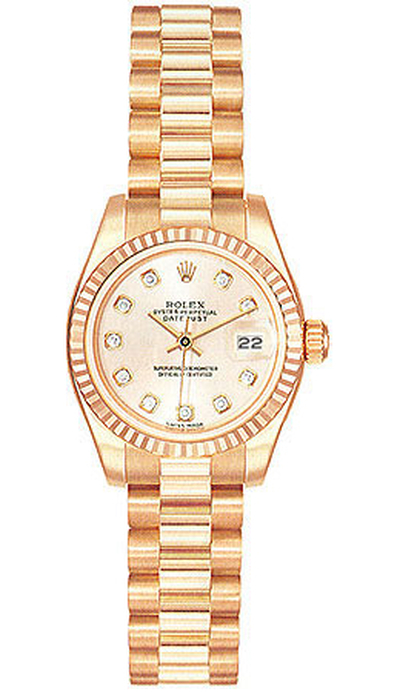 Rolex Lady-Datejust 26 Pink Dial 18K Rose Gold President Automatic Ladies Watch 179175RDP 179175-RDP (blue, arb7582)