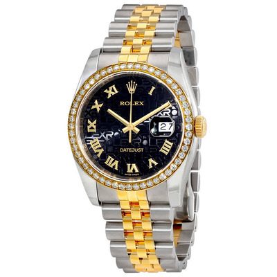 Rolex Datejust 36mm Oyster Perpetual Black Dial Stainless Steel & Yellow Gold Jubilee Bracelet Automatic Men's Watch Model: 116243BKJRJ (black, arb5671)