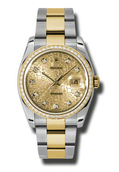 Rolex Oyster Perpetual Datejust 36 Champagne Dial Stainless Steel and Yellow Gold Ladies Watch Ref:116243cjdo (beige, arb6515)