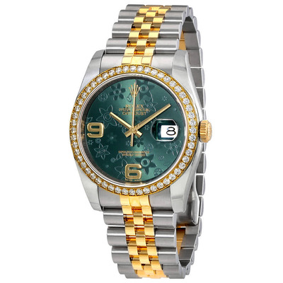 Rolex Datejust 36 Green Floral Dial, Stainless Steel & Yellow Gold Jubilee - Ref:116243GRFAJ (arb6522)