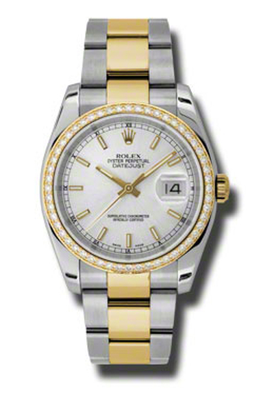 Rolex Datejust 36mm Silver Dial 18K Yellow Gold Bracelet 116243SSO (arb6537)
