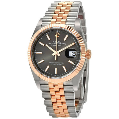 Rolex Datejust 36 Automatic Dark Rhodium Dial Mens Steel and 18kt Everose Gold Jubilee Watch Reference: 126231DRSJ (arb6048)