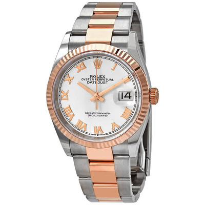 Rolex Datejust 36 Automatic White Dial Mens Steel Gold Everose - Model: 126231WRO (arb6060)