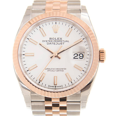 Rolex Datejust 36 Automatic White Dial Mens Steel and 18kt Everose Gold Jubilee Watch Ref: 126231wsj (arb6061)