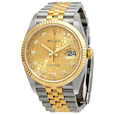 Rolex Datejust 36 Automatic Diamond Champagne Dial Watch Model 126233-0033 (beige, arb6068)