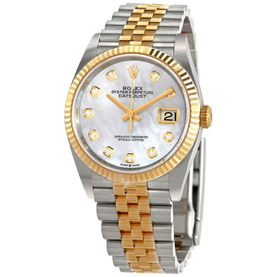 Rolex Datejust 36 Mother of Pearl Diamond Dial Mens Watch 126233MDJ M126233-0023 (arb7483)