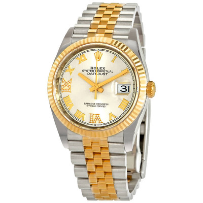 Rolex Datejust 36 Silver Diamond Dial Mens Stainless Steel and Yellow Gold Jubilee Watch, Model: 126233SRDJ (arb7487)