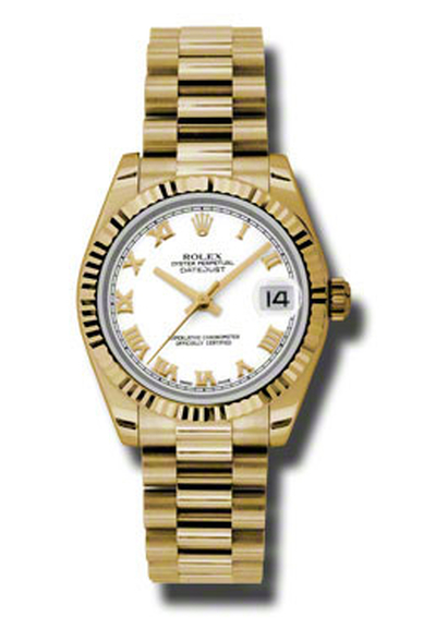 Rolex Lady-Datejust 31 White Dial Yellow Gold Automatic Watch Ref. 178278wrp (arb5788)