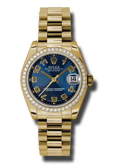 Rolex Lady-Datejust 31 Blue Concentric Circle Dial Yellow Gold President Bracelet Automatic Ladies Watch Article: 178288blcap (blue, arb5791)