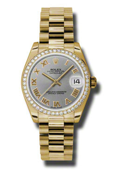Rolex Lady-Datejust 31 Grey Dial 18K Yellow Gold President Automatic Ladies Watch Model 178288GRP (arb5795)