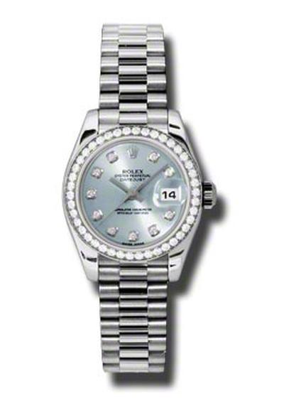 Rolex Lady-Datejust 26 Ice Blue Dial Platinum President Automatic Ladies Watch Ref. 179136ibldp (blue, arb5800)