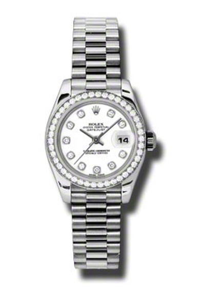 Rolex Lady Datejust 26 White Dial Platinum Diamond Watch Ref.179136wdp (arb5804)