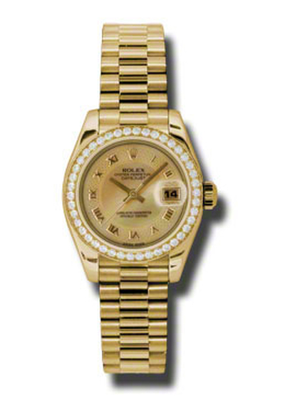 Rolex Lady-Datejust 26 Champagne Dial Yellow Gold President Automatic Ladies Watch Model: 179138CMRP (beige, arb5810)