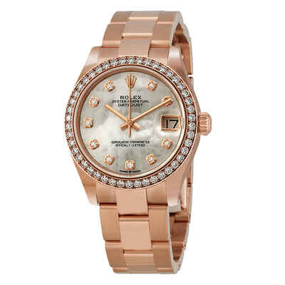 Rolex Datejust 31 Mother of Pearl Diamond Dial Ladies 18 ct Everose Gold Oyster Watch Reference 278285MDO (arb4579)