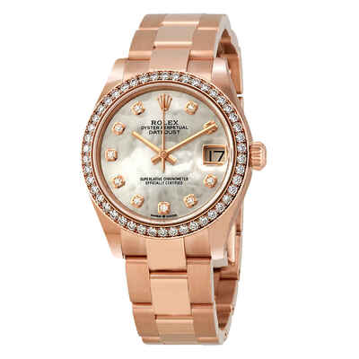 Rolex Datejust 31 Mother of Pearl Diamond Dial Everose Gold President Watch Ref. 278285MDP M278285RBR-0005 (arb4580)