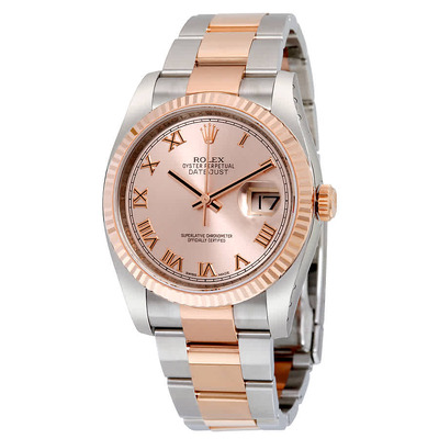 Rolex Oyster Perpetual Datejust 36 Pink Dial Stainless Steel and 18K Everose Gold Bracelet Automatic Mens Watch, Model 116231PRO (arb5646)