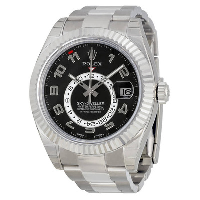 Rolex Sky Dweller Ref.326939BKAO Mens Automatic Watch Black Dial 18K White Gold Oyster Bracelet (black, arb4632)