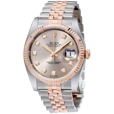 Rolex Datejust 36 Rhodium Diamond Dial Steel and 18kt Everose Gold Mens Watch 116231RDJ (arb5649)