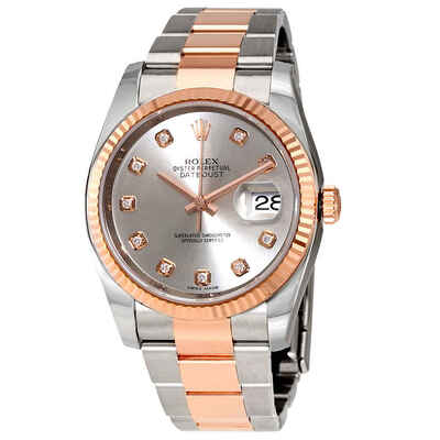 Rolex Datejust 128574sdo Analog Diamond Mens Watch Silver Dial Everose Gold 116231SDO (arb5655)