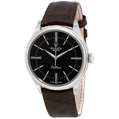 Rolex Cellini Automatic Black Dial Brown Leather Mens Watch Ref: 50509BRSL (black, arb6746)