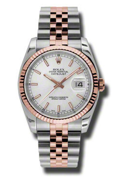 Rolex Oyster Perpetual Datejust 36 Silver Dial Stainless Steel and 18K Everose Gold Jubilee Bracelet Automatic Mens Watch - Ref. 116231SSJ (blue, arb5658)