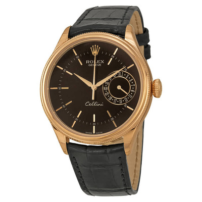 Rolex Cellini Date 50515BKSBKL: Men's Watch with Black Alligator Dial and 18kt Everose Gold Case (black, arb6749)