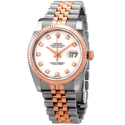 Rolex Oyster Perpetual Datejust 36 White Dial Stainless Steel and 18K Everose Gold Mens Watch 116231WDJ (arb5660)