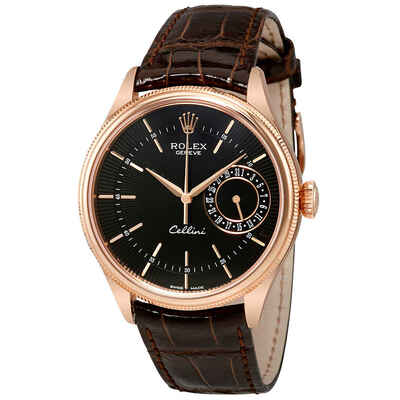 Rolex Cellini Black Dial 18K Rose Gold Automatic Mens Watch - Reference 50515BKSBRL (black, arb6750)