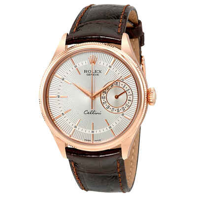 Rolex Cellini Silver Dial 18K Everose Gold Mens Watch Model:50515SSBRL (brown, arb6751)