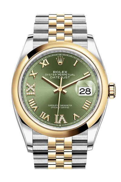 Rolex Datejust 36 Automatic Olive Green Dial Mens Steel and Yellow Gold Jubilee Watch Model Number: 126203GNRDJ M126203-0025 (arb6579)