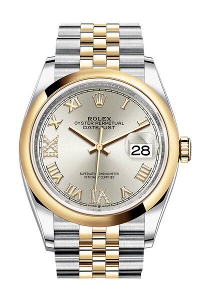 Rolex Datejust 36 Silver Diamond Dial Automatic Mens Steel and Yellow Gold Jubilee Watch, Ref: 126203SRDJ M126203-0031 (arb6585)