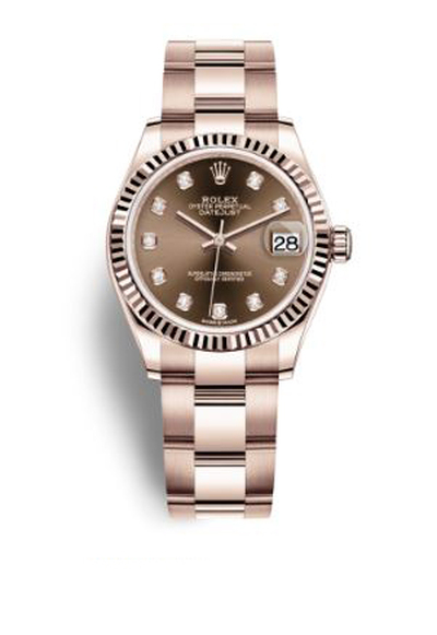 Rolex Datejust Reference Number 278275CHDO Chocolate Diamond Dial Ladies Watch Everose Gold (brown, arb7816)
