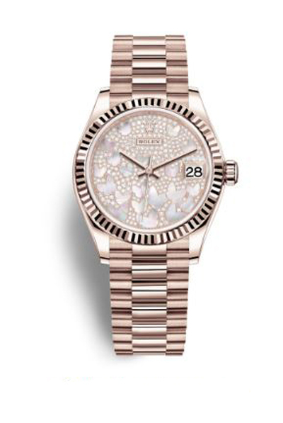 Rolex Datejust 31 Mother of Pearl Butterfly Diamond Pave Dial Everose Gold Ladies Watch Calibre 2236 Automatic 278275PAVEP (arb7822)