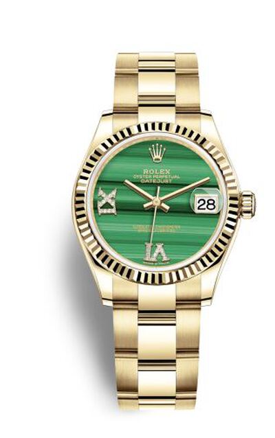 Rolex Datejust 31 'MLRDO' - Yellow Gold Case Malachite Diamond Dial Oyster Bracelet 278278MLRDO (arb7833)