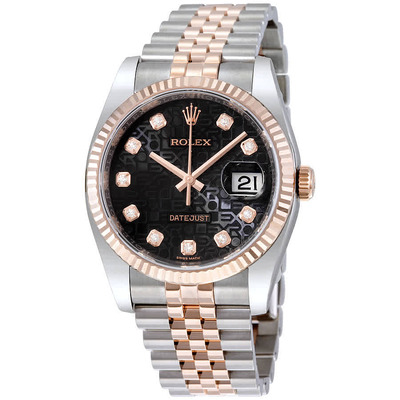 Rolex Datejust 116231BKJDJ - Men's Automatic Watch with Black Dial and Everose Gold Bracelet (black, arb7252)