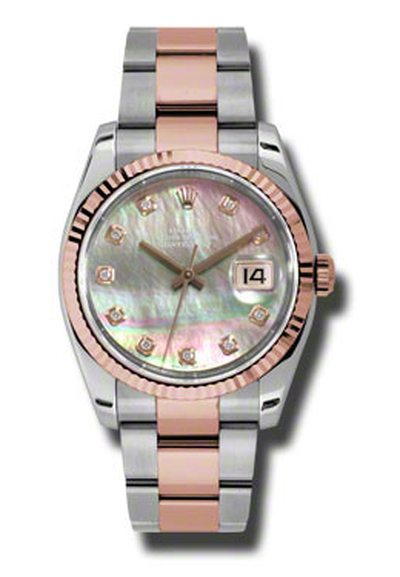 Rolex Oyster Perpetual Datejust 36 Black Mother of Pearl Dial Stainless Steel and 18K Everose Gold Automatic Ladies Watch | Артикул: 116231BKMDO (black, arb7255)